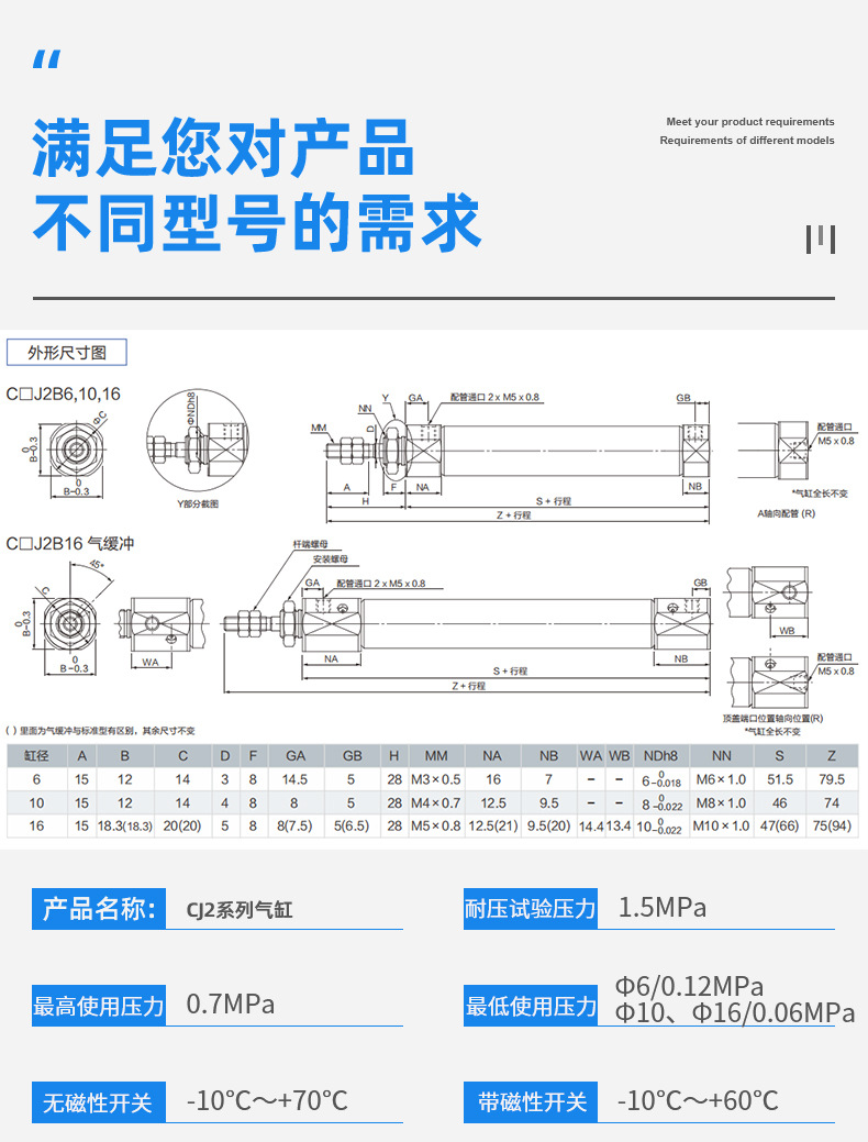 CJ2標(biāo)準(zhǔn)型氣缸